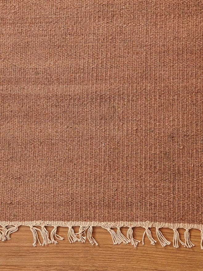 Rugsotic Carpets Hand Woven Flat Weave Kilim Wool 4'x6' Area Rug Solid Light - Image 3