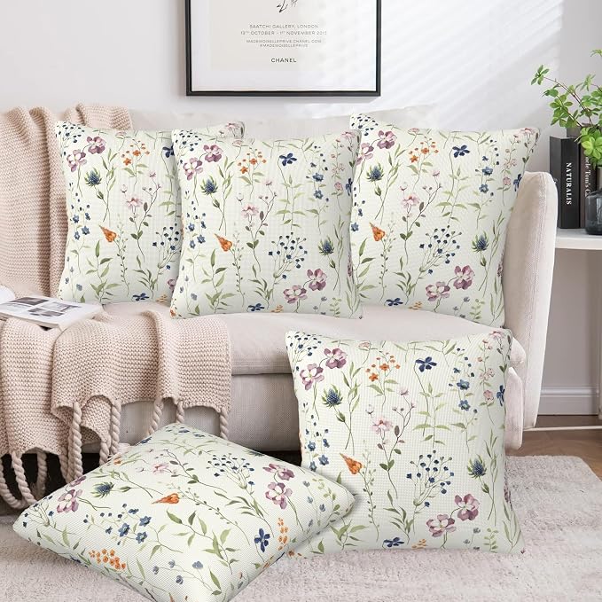 Throw Pillow Covers Spring Summer Floral Pillow Covers 16x16 Inch Set of 2 - Image 6