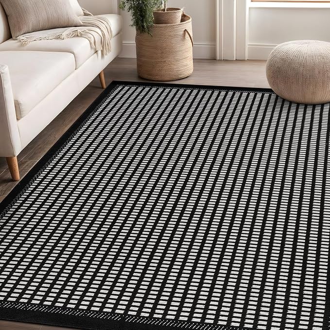 Beverly Rug Micro Loop Area Rug Black/White 5x7 Geometric Modern Luxury Zebra - Image 8