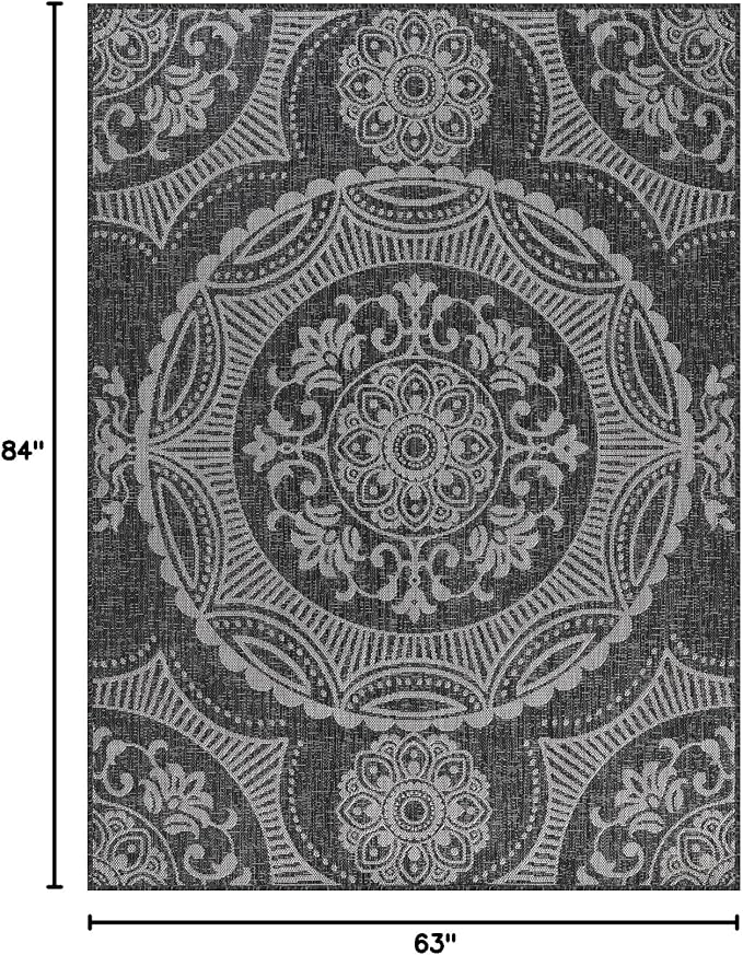Medallion Outdoor Rug 5x7 Washable Outside Carpet - Image 2