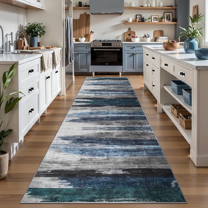 Ciicool 2'6''x14' Washable Runner Rug, Modern Abstract Hallway Rugs Runner - Image 2