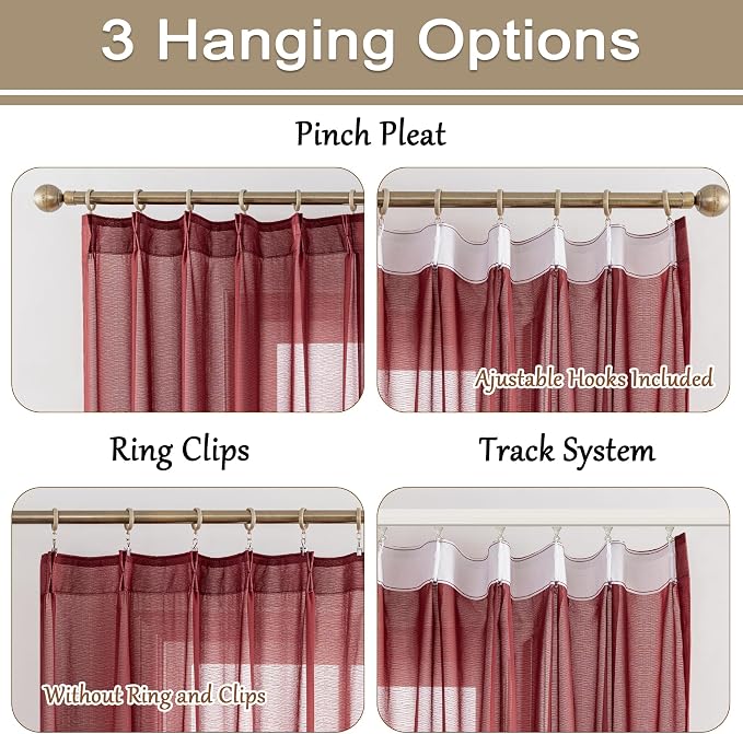 MAIHER 144 Inch Length Pinch Pleat Sheer Curtains 12 FT Tall Extra Long Curtains - Image 2