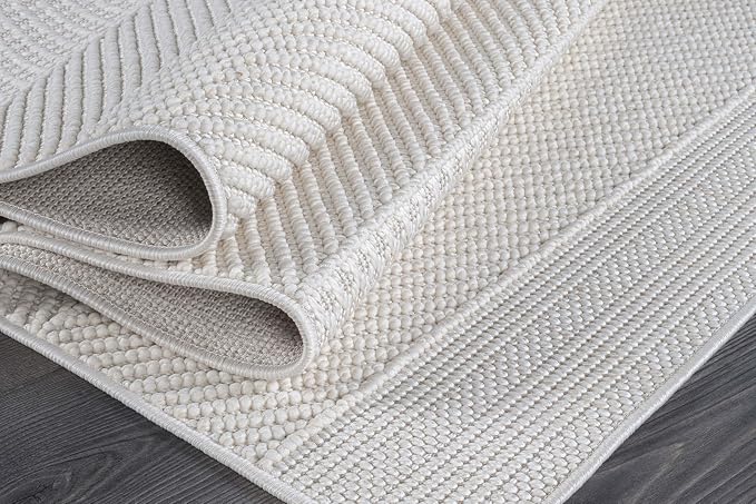 Beverly Rug Micro Loop Area Rug White 5x7 Modern Luxury Soft Boho Geometric - Image 5
