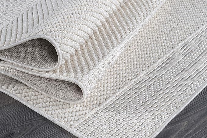 Beverly Rug Micro Loop Area Rug White 6x9 Modern Luxury Soft Boho Geometric - Image 6