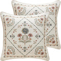 ISAENNE Design Square Floral Linen Throw Pillow Covers 18"x18" Pack of 2 by Isaennehomedecoration