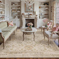 Beige 8x10 Area Rug Non Slip Large Vintage Living Room Distressed Machine by PureCozy