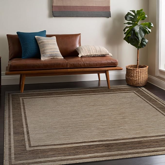 Beverly Rug Outdoor Rug 6x9 Modern Bordered Area Rugs - Image 4