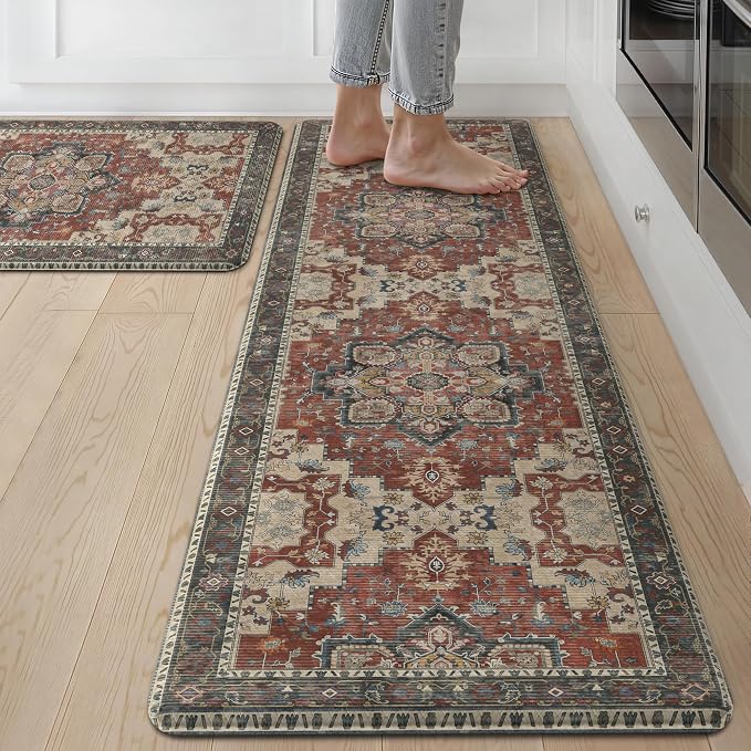 GENIMO Kitchen Mats for Floor 2PCs, Washable Anti Fatigue Mat for Cushioned by GENIMO