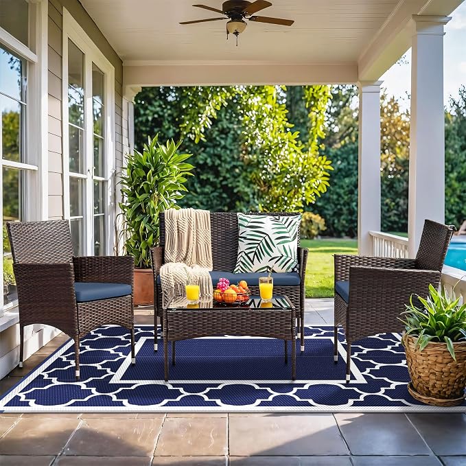 GENIMO Outdoor Rug 8' x 10' Patio Waterproof, Foldable Reversible Plastic Straw - Image 8