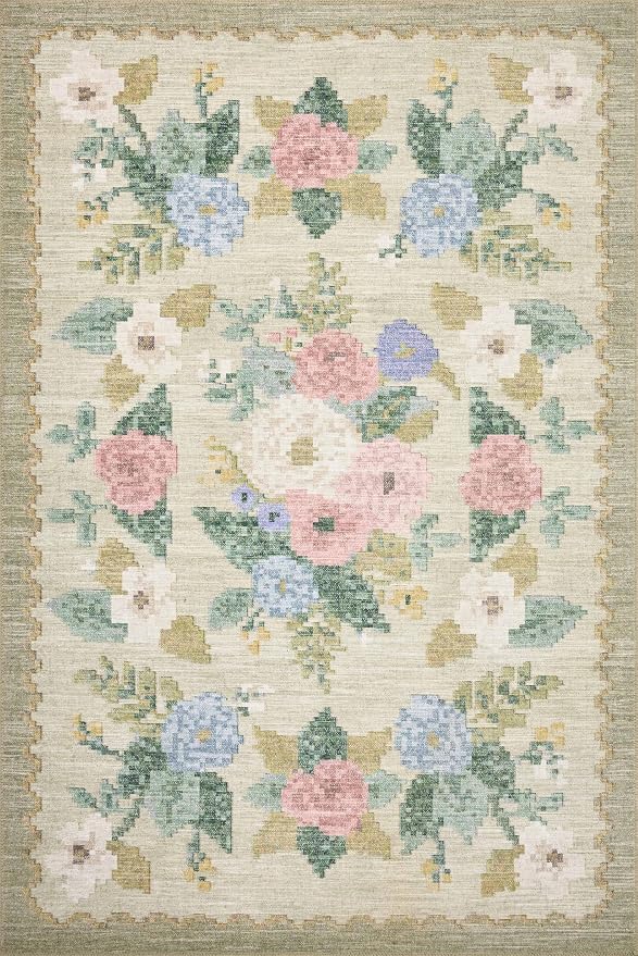Loloi Rifle Paper Co. Rosa Collection RSA-02 Cream/Multi 7'-6" x 9'-6" Area Rug - Image 2