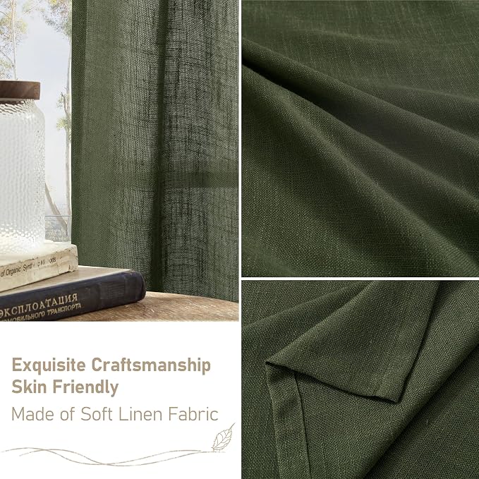 LAMIT Olive Green Linen Curtains 63 Inch - Image 6