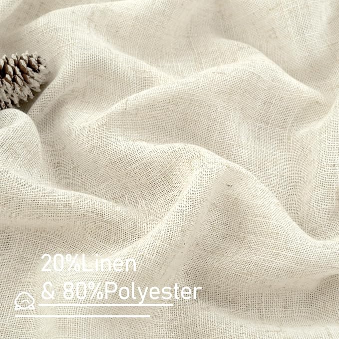 LAMIT Linen Sheer Curtains 72 Inch Length 2 Panels, Linen Textured Light - Image 3