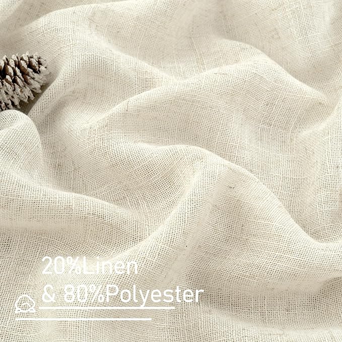 LAMIT Cream Ivory Linen Curtains 95 Inches Long 2 Panels Set - Image 3