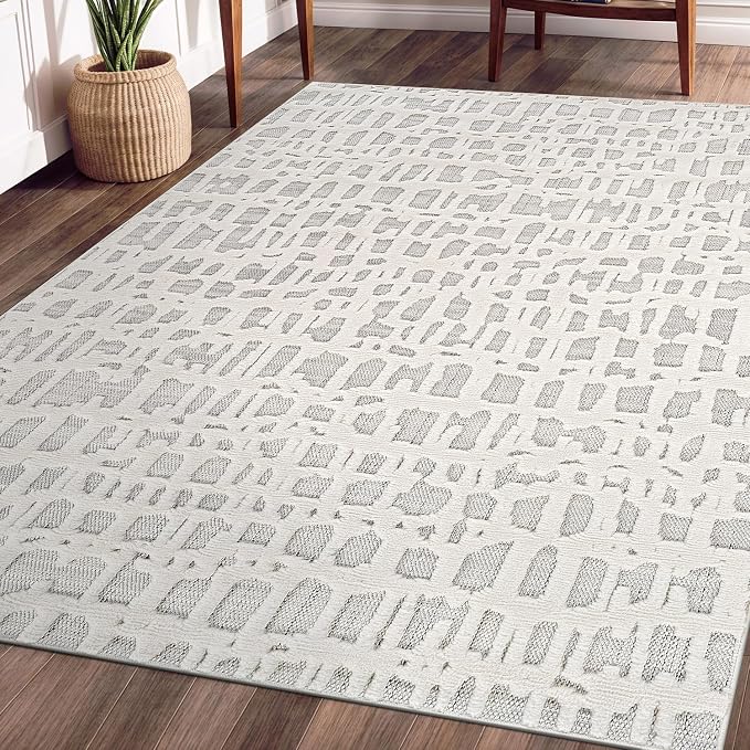 Beverly Rug Micro Loop Area Rug Gray/White 5x7 Abstract Modern Luxury Irregular - Image 7