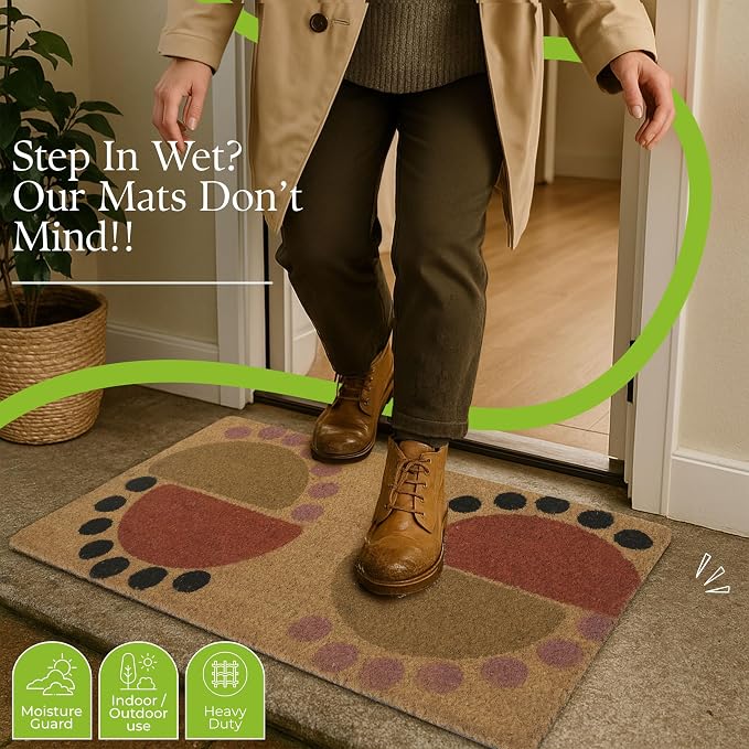 Coir Door Mats 17" X 30", Non-Slip Sturdy, PVC Backed Heavy Duty, The Geo - Image 4