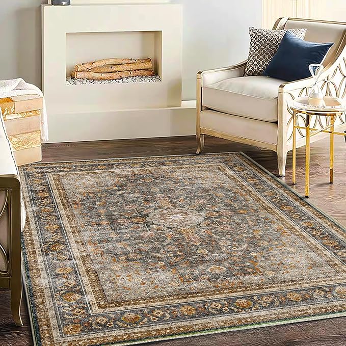Area Rug 6'x9' Washable Vintage Traditional Floor Cover Thin Retro Kitchen - Image 2