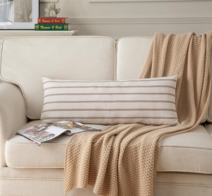 Caflife Boho Lumbar Throw Pillow Cover 14X36 Long Soft Farmhouse Decorative - Image 2