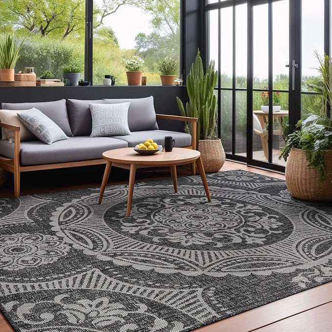 Medallion Outdoor Rug 6x9 Washable Outside Carpet - Image 10