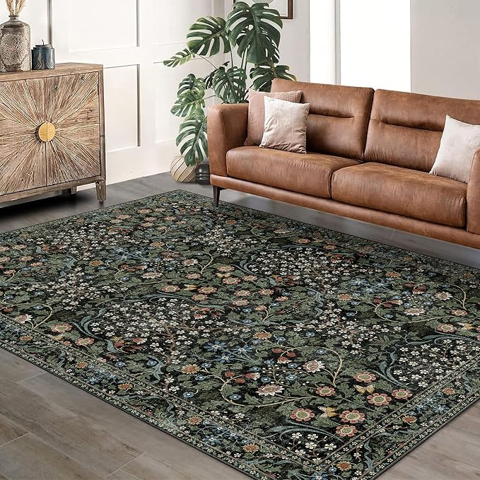 MUJOO Floral 5x7 Area Rugs, Washable Rug - Image 3