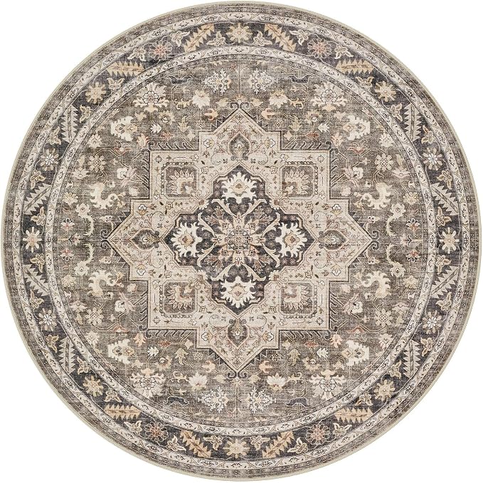 8ft Round Vintage Living Room Area Rug - Image 6