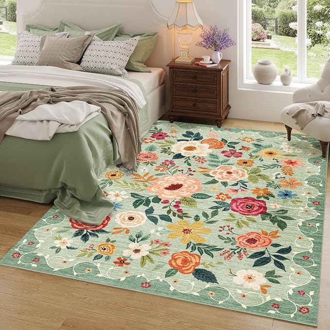 DUKINO 9x12 Area Rug, Floral Rugs - Image 8