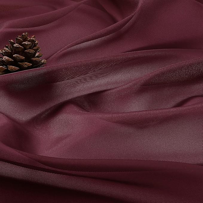 OVZME Burgundy Sheer Curtains 120 Inches Long 2 Panels Set, 59 Inch Extra Wide - Image 5