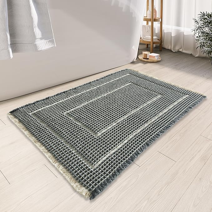 Bathroom Floor Mat, Boho Bathoom Mat, Super Absorbent Bath Rug, Bathroom Rugs by BULULOM