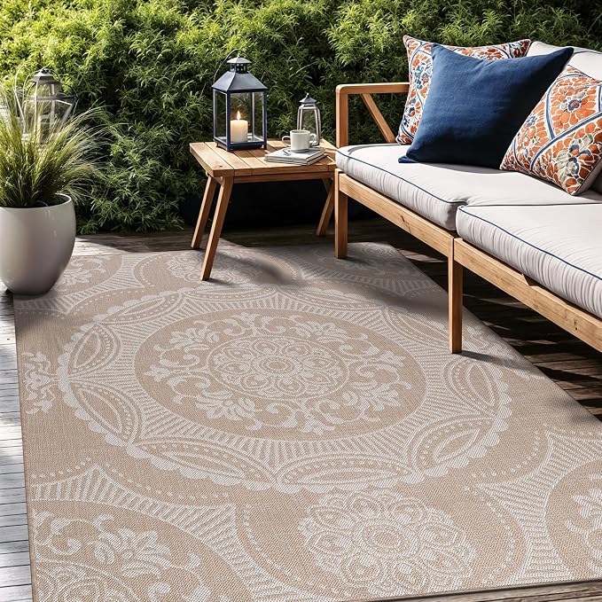 Medallion Outdoor Rug 5x7 Washable Outside Carpet - Image 7