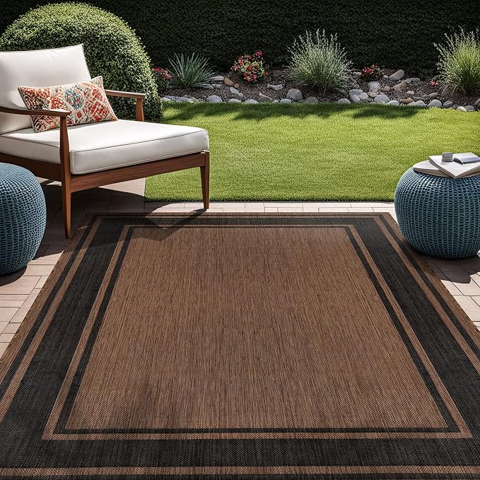 Beverly Rug Outdoor Rug 6x9 Modern Bordered Area Rugs - Image 5