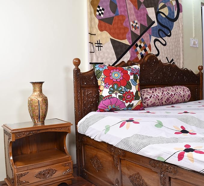 Floral Pillow Cover Handembroidered Wool 18x18 - Image 2