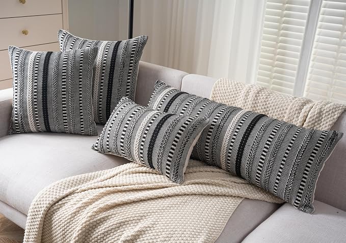 Boho Lumbar Pillow Covers 14x36 Long, Farmhouse Decorative Couch Pillow Cases - Image 2