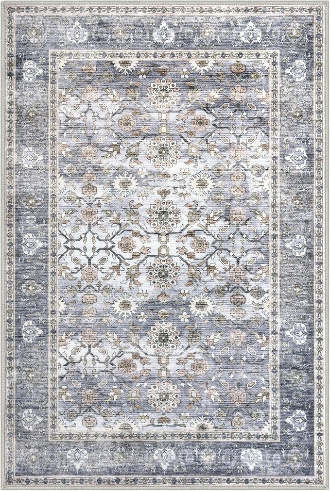 KUTA Vintage Floral 3x5 Rug, Washable Non-Slip Entryway Rug & Kitchen Carpet - Image 8