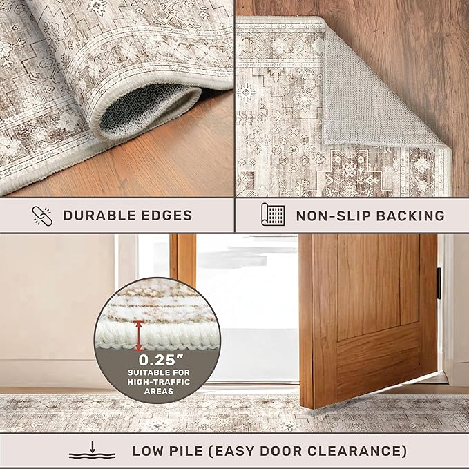 Boho 2x7 Long Runner, Neutral Farmhouse Hallway Rug, Small Throw Runners - Image 5