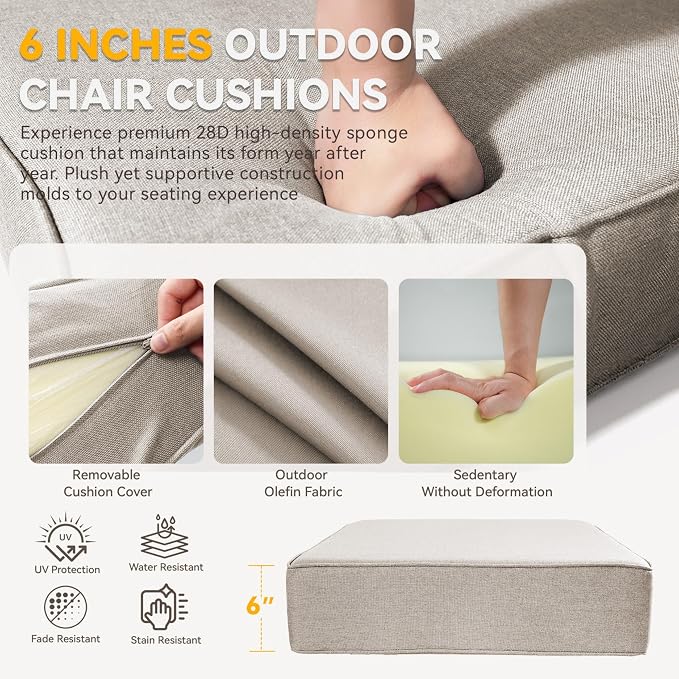Outdoor Cushion Set for Furniture Patio Furniture, UV Resistant, Water Resistant - Image 4
