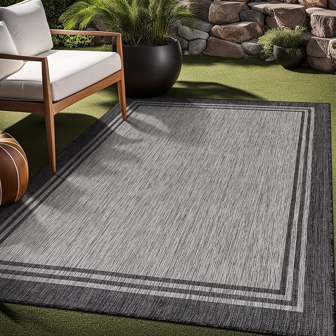 Bordered Outdoor Rug 9x12 Washable Outside Carpet - Image 9