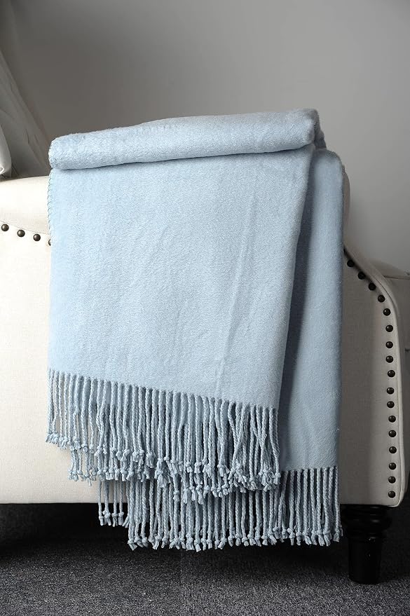 EP Mode Fringed Mulberry Silk Throw Blanket - Image 4
