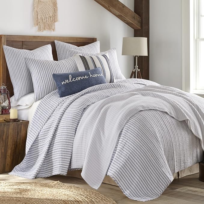 Levtex Home Tobago Stripe Blue Reversible King/Cal King Quilt Set and 2 Pillow - Image 3