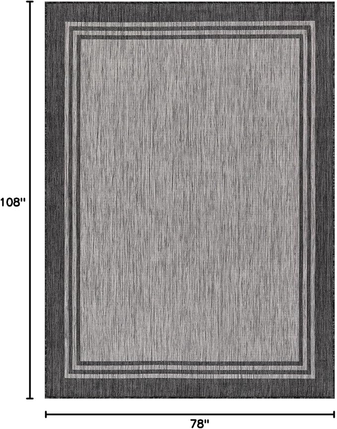 Bordered Outdoor Rug 6x9 Washable Outside Carpet - Image 2