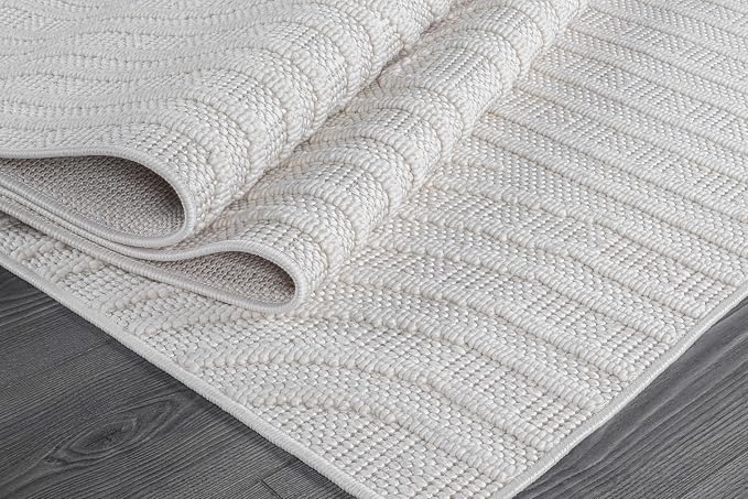 Beverly Rug Micro Loop Area Rug White 8x10 Modern Luxury Soft Circle Geometric - Image 5