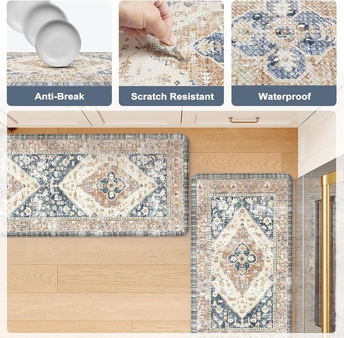 KIMODE Kitchen Rugs and Mats 2PCS Cushioned Anti Fatigue Kitchen Mat Non-Skid - Image 6