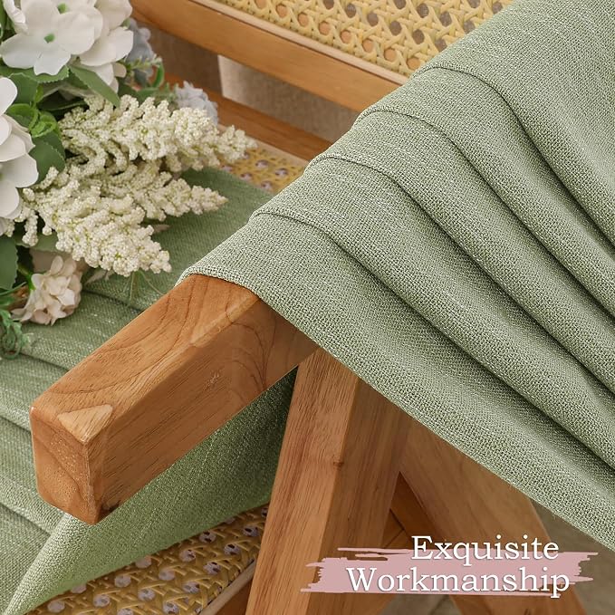 Simplebrand Sage Green Semi Sheer Faux Linen Textured 120 Inches Long Curtains - Image 8