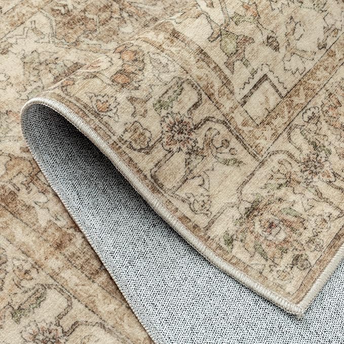 Brown Multi Area Rug 5x7 Vintage Washable Distressed Living Room Carpet Large - Image 8