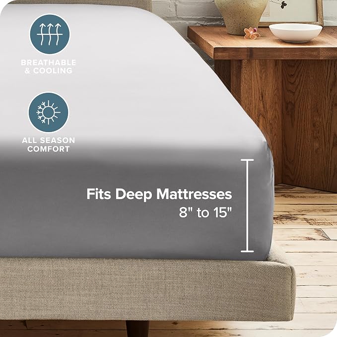 Bare Home 2-Pack Fitted Bottom Sheets Split King - Image 4