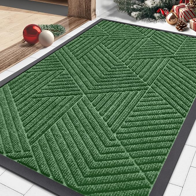 Smiry Front Door Mat Outside Entrance, Heavy Duty Sturdy Natural Rubber Doormat by Smiry