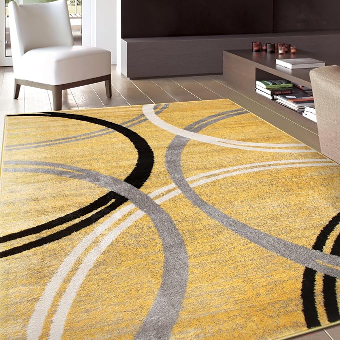 Rugshop Wavy Circles Design Area Rug, Fade-Resistant Carpet by Rugshop