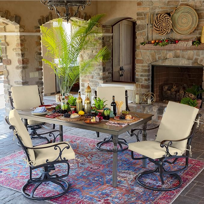 Arden Outdoor Midback Chair Cushion, 18 x 16.5, Tan Leala - Image 5