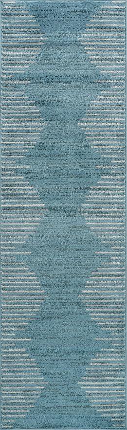 Rugshop Bohemian Stripe Stain Resistant High Traffic Living Room Kitchen - Image 3