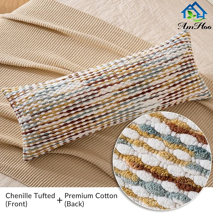 AmHoo Boho Chenille Pillow Cover Decorative Tufted Pillowcase - Image 3