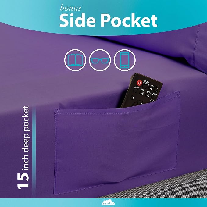 DREAMCARE Twin XL Sheet Sets – 3pcs Cooling Sheets – up to 15” Deep Pocket Twin - Image 3