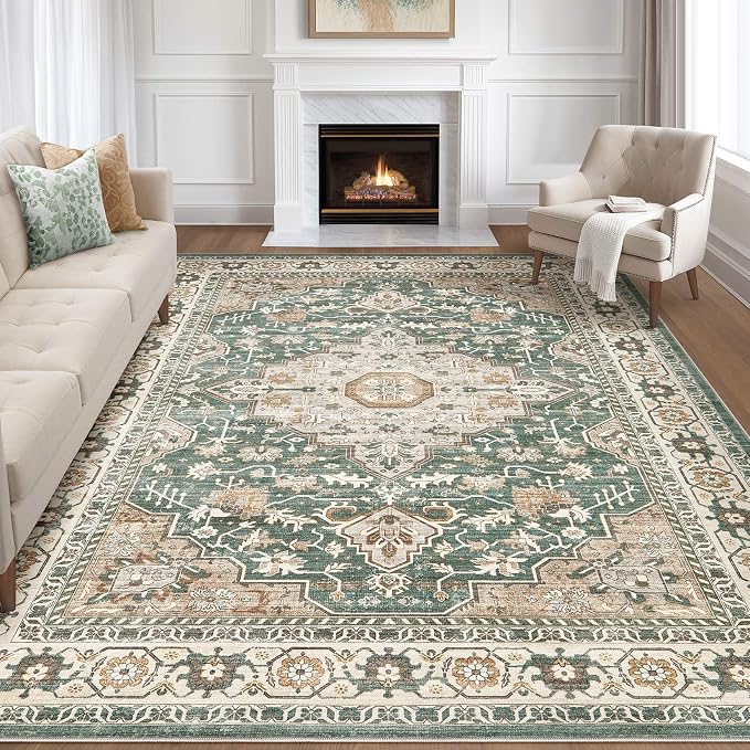 12x15 Area Rug Living Room: Machine Washable Boho Large Vintage Soft Rugs Stain by LOONGRUG